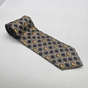 Faberge Tie Mens Gray Gold Geometric Silk Handmade In USA Designer Classic